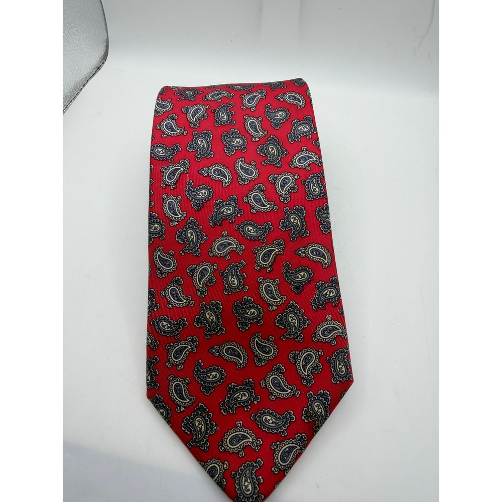 Pierre Balmain Paris Red Paisley 100% Italian Silk Men's Necktie Luxury Tie